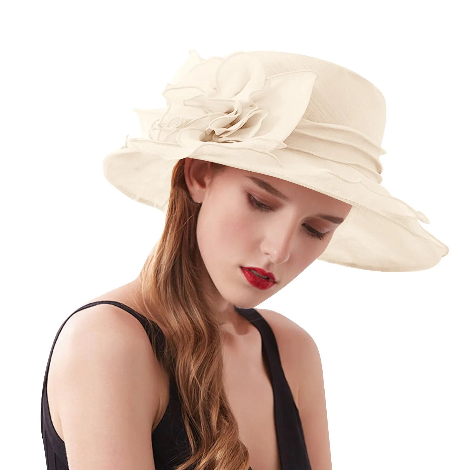 Womens Summer Dress Hat Wide Leaf Flower Bridal Large Brimmed Hat Headdress Hats Beach Sunscreen Classic Hats Sombrero Hombre