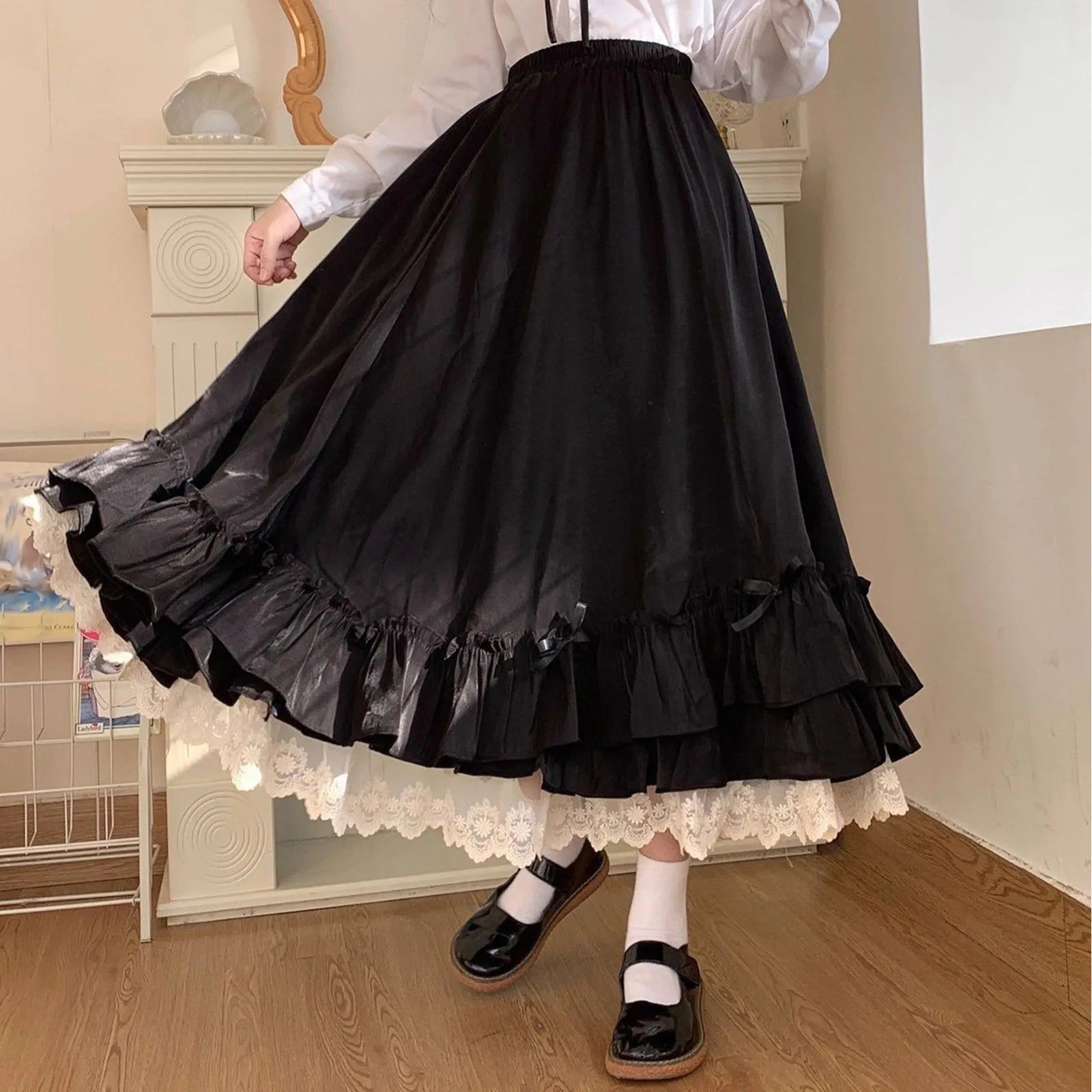 Women High Waist A Bottomed Skirt