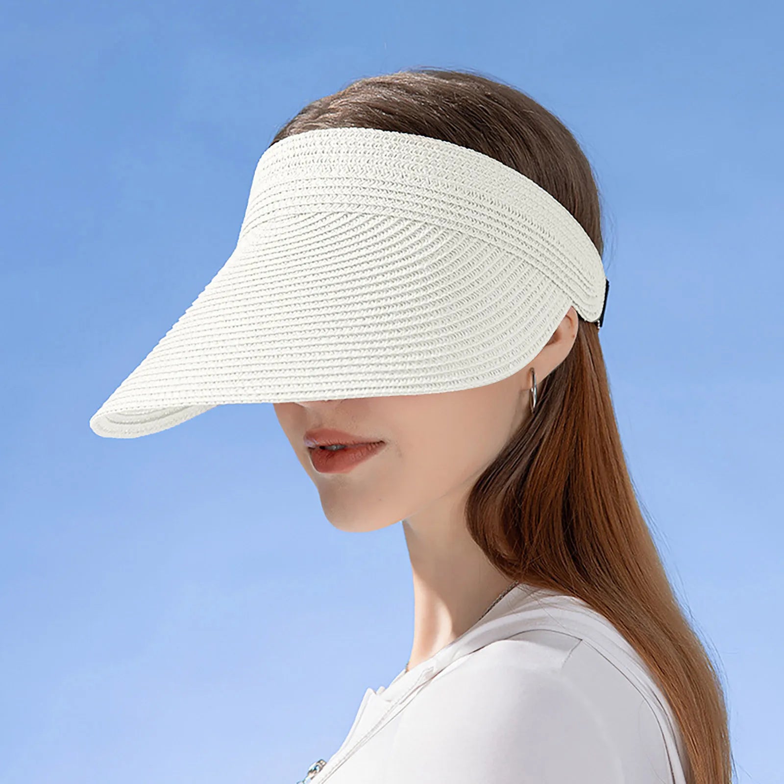 Summer Wide Brim Straw Visor Sun Hat Female Solid Color Beach Sun Straw Hat Casual Outdoor Hiking Gorro Foldable Beach Hats