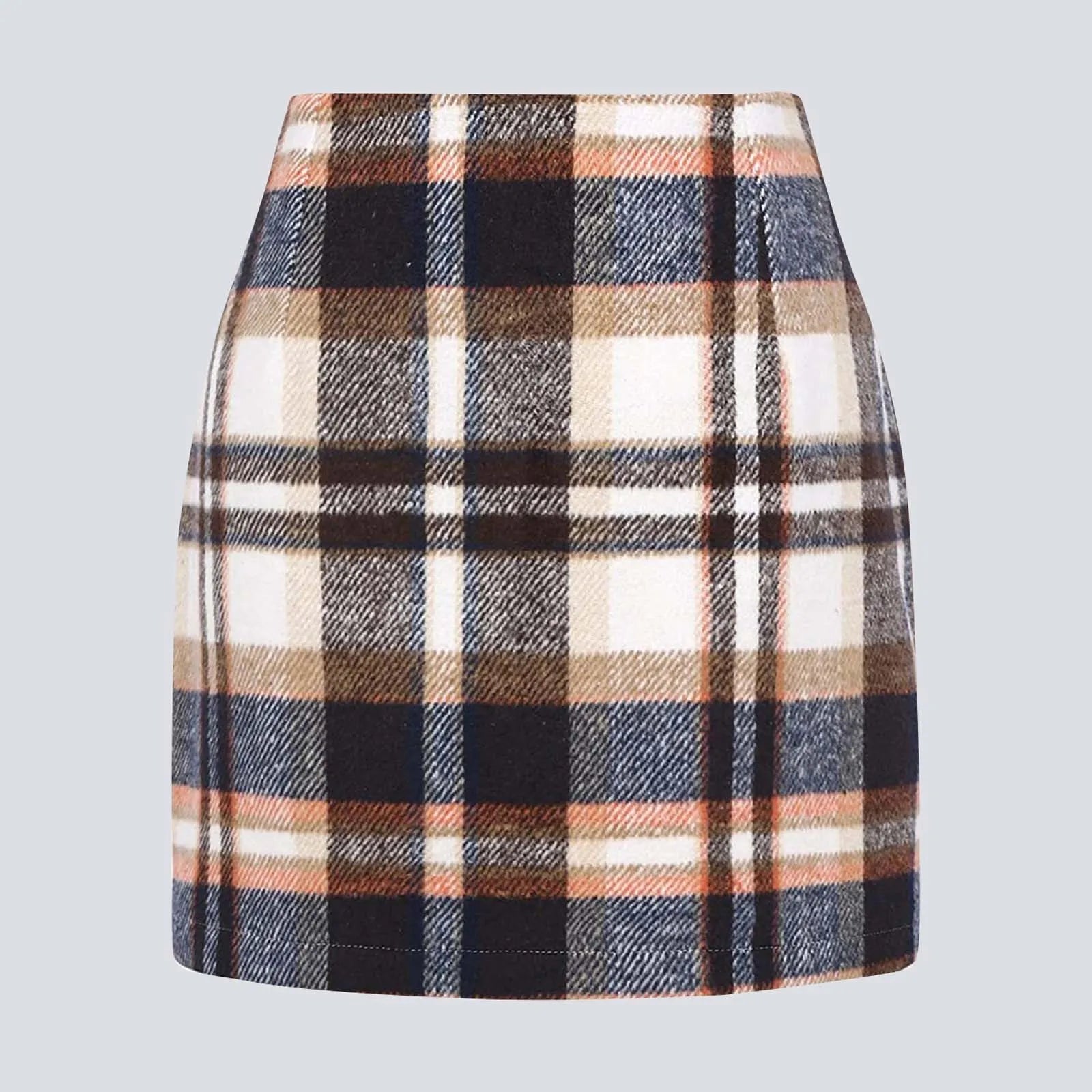 Womens High Waist Plaid Skirts Slim Fit Bodycon Pencil Wool Mini Skirts Autumn Winter Streetwear Ladies Skirts Ropa De Mujer